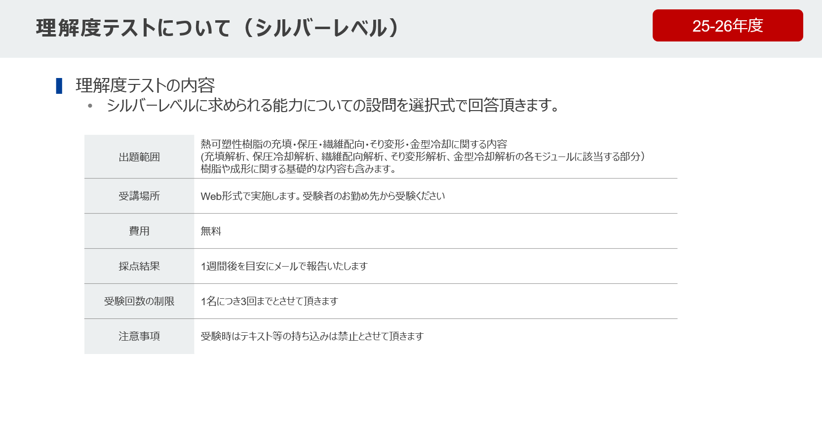シルバー理解度テスト